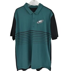 Nike NFL Philadelphia Eagles Dri-FIT Polo Shirt Mens XL Green Black Striped